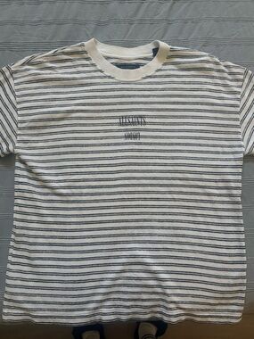 All Saints Navy and White Striped Throw